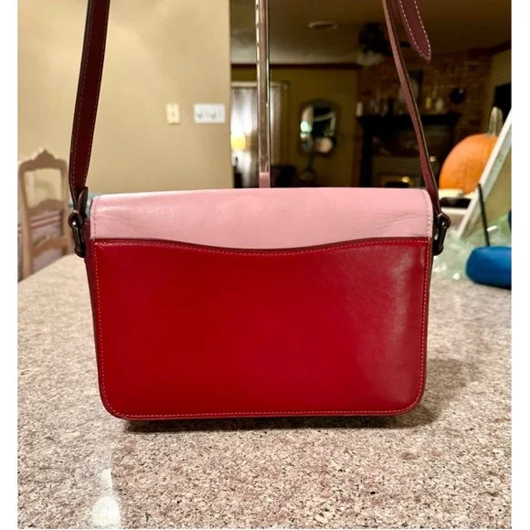Women's Coach One Size Pink Red Leather Crossbody Bag - Picture 4 of 8